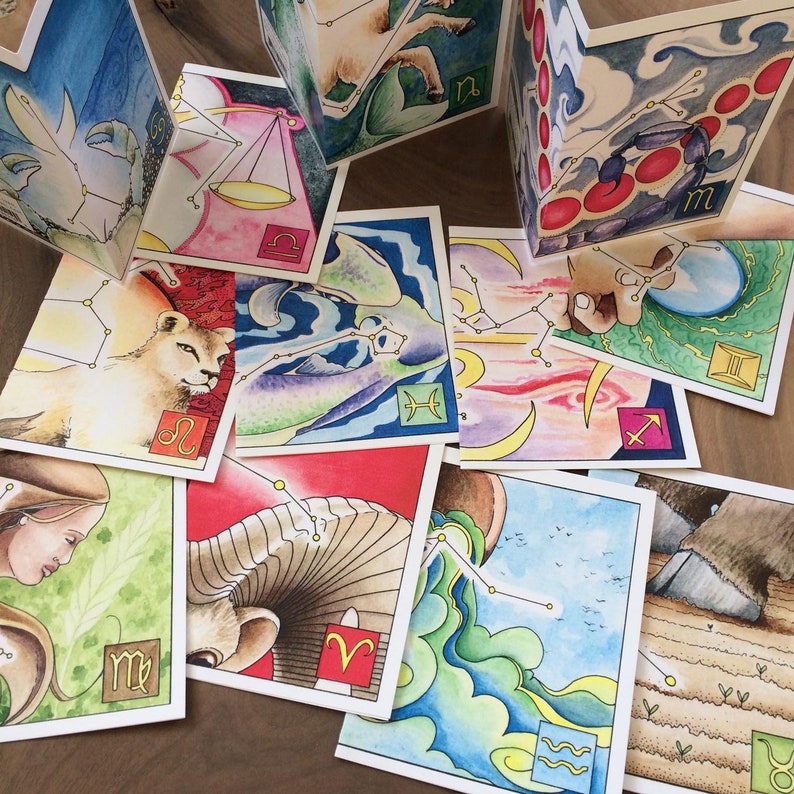Star Signs set of 12 blank cards for every zodiac sign