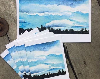 6 blank cards - August Sky