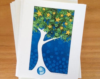 6 blank cards - Star Tree