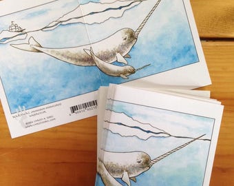 6 blank cards - Narwhal!  Hipster Father's Day card