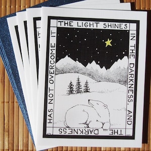 Polar Bear and Star Christmas cards - set of 12 blank holiday cards