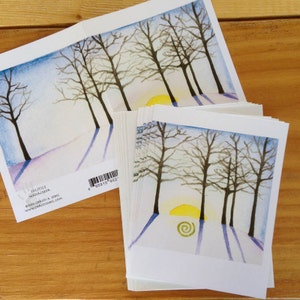 6 blank cards - Solstice - winter sunrise