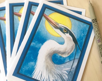 6 Great Blue Heron blank cards