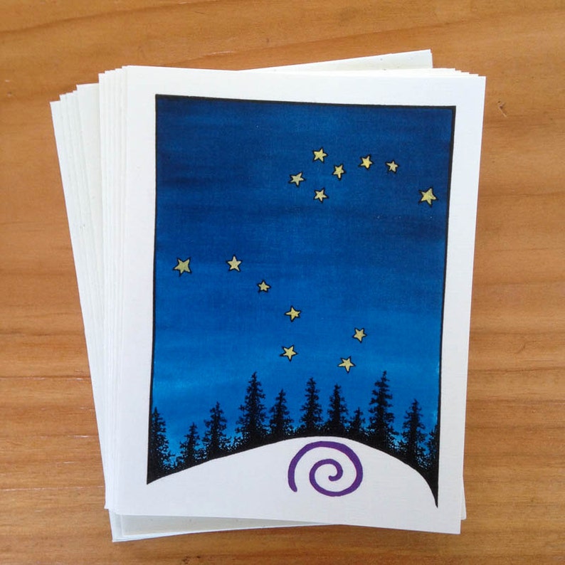 Big and Little Dipper constellation 6 blank cards The Bears North Star