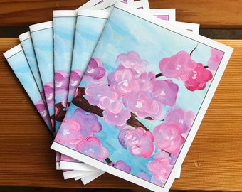 6 blank cards with envelopes – Cherry Blossoms