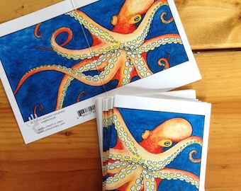 6 blank cards - Octopus