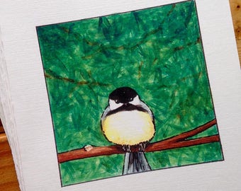 6 blank cards - Grumpy Chickadee