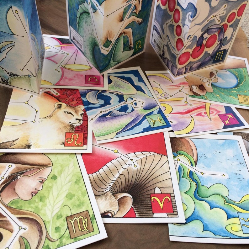 Star Signs set of 12 blank cards for every zodiac sign