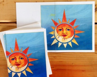 6 blank cards - Sun and Moon