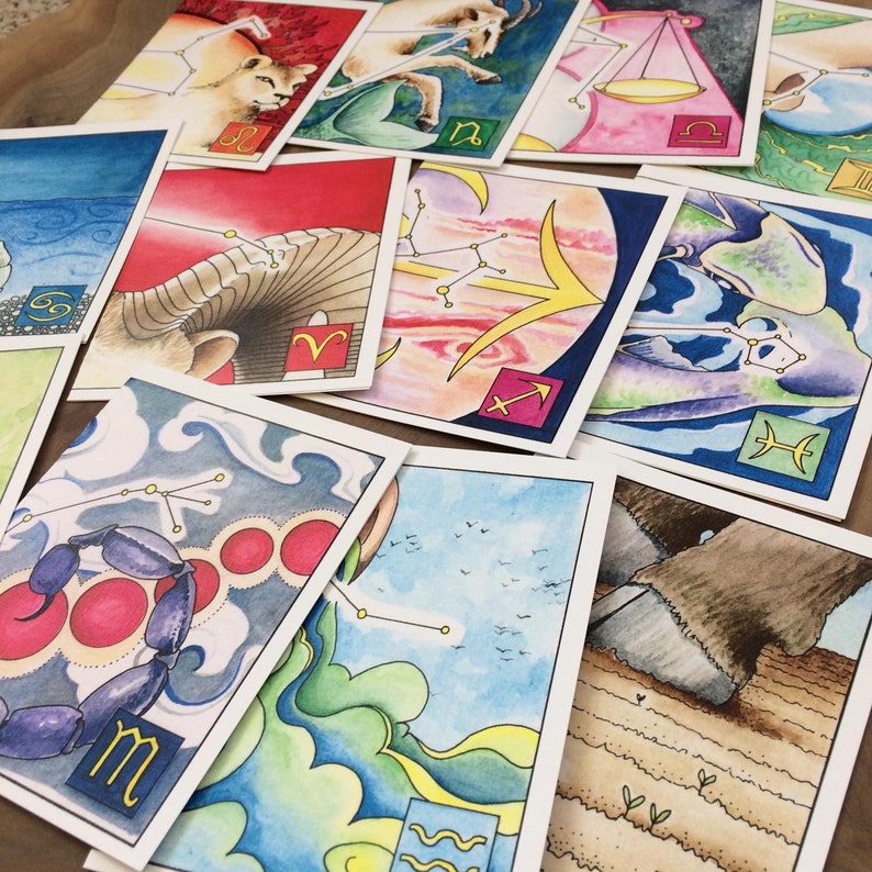 Star Signs set of 12 blank cards for every zodiac sign