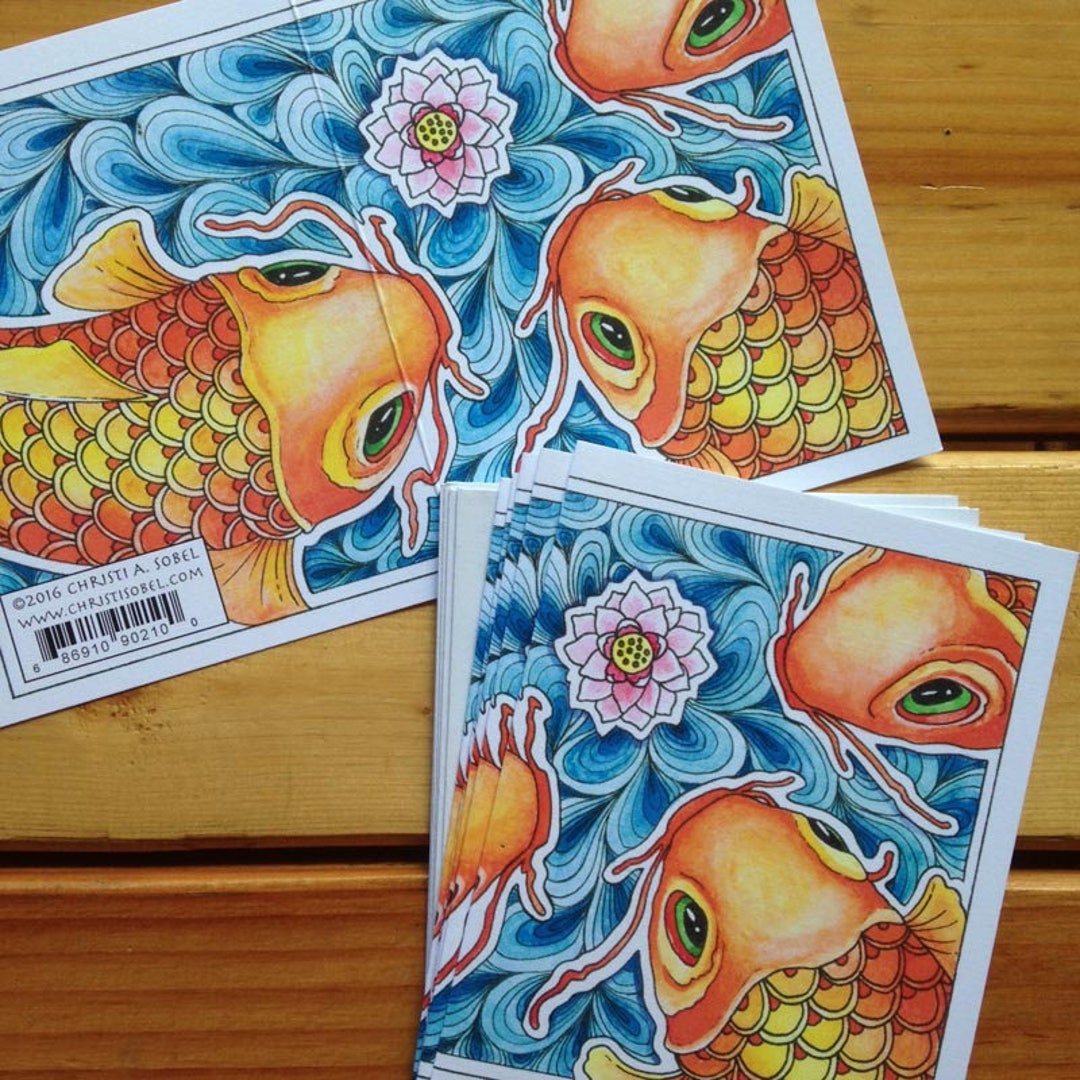 6 Koi Cards - Etsy