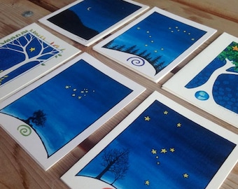 Tree and Stars Notecards - set of 12 blank cards and envelopes