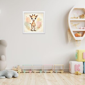 Baby Animal Pastel Watercolor Digital Download - Baby Giraffe - Nursery Art