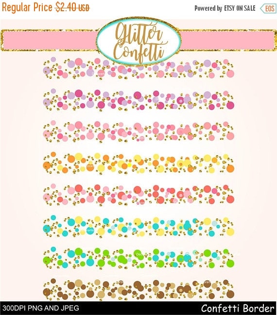 On Sale Confetti Banner Clip Art Confetti Border Circle Etsy