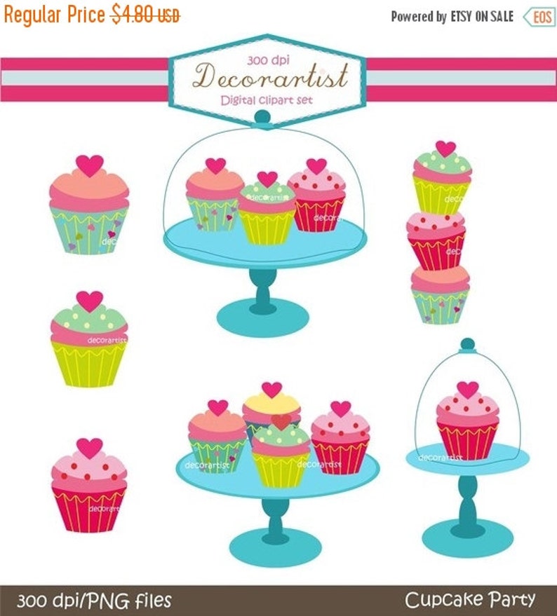 ON SALE Cupcake Clipart Digital ON SALE Cupcake Clipart Digital