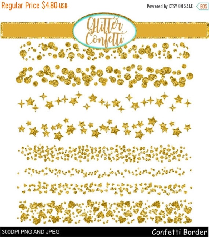 Stardust Banner Clip Art Gold Glitter Confetti Bordergold Etsy