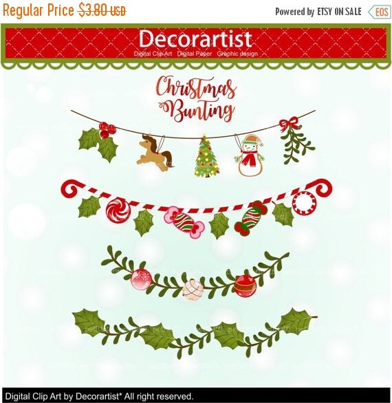 On Sale Christmas Clipart Christmas Garland Clip Art Etsy