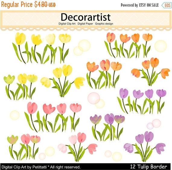 Auf Verkauf Blumen Clipart Blumenwiese Blumen Tulpe Grenze Clipart Tulpe Clipart Kartengestaltung Grenze Instant Download
