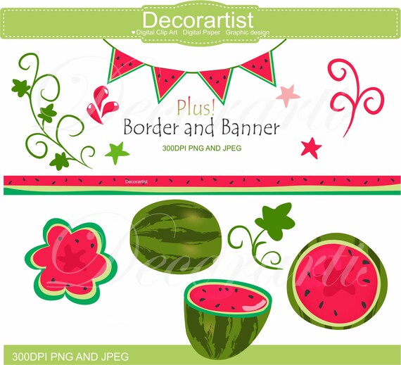 On Sale Juicy Red Watermelon Clip Art Summer Watermelon Etsy