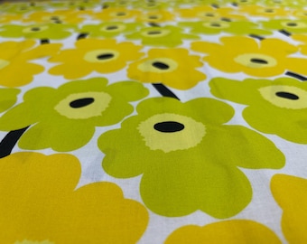 Marimekko Mini Unikko Cotton Fabric – Vibrant Yellow & Green Floral