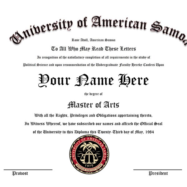 Better Call Saul Diploma for Customization--University of American Samoa #bettercallsaul #universityofamericansamoa