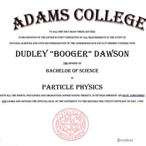 Adams College Customizable Diploma Revenge of the Nerds