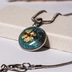 Real Flower Resin Pendant Handmade Jewelry Natural Dried Flower Necklace Unique Gift for Her