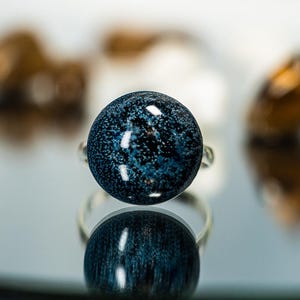 Galaxy Ring - Handmade Resin Dome Ring with Hypoallergenic Stainless Steel Adjustable Size Cosmic Jewelry