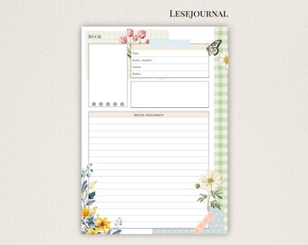 A5 Liebevoll illustrierter Buch-Review Tracker Einlagen für Ringuch oder Discbindung
