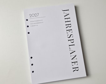 2027 gedruckte A5-Planereinlagen | Horizontale Ausgabe | Jahresplanereinlagen, Filofax-Einlagen-Nachfüllpackung deutsch