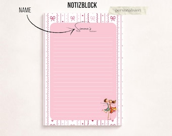 A5 Notizblock mit Herzenmotiven Personalisierbar