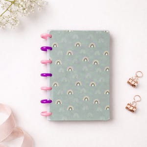 Happy Planner Refill | 120 Seiten Notizblock Boho Regenbogen | 12 x 18 cm Discgebundenes Notizbuch | Vintage Regenbogen Planer Einlagen