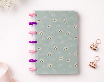 Mini Happy Planner Refill | 120 Seiten Notizblock Boho Regenbogen | 12x18cm Discbound Notizbuch | Vintage Rainbow Planner Einlagen