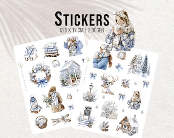 Winterzauber aquarel stickerset | Gemütliche Weihnachts-Planersticker Scrapbooking