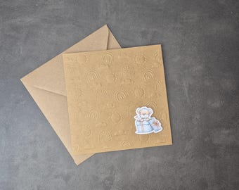 14x14 cm Minimalistische Valentinstags- oder Geburtstagskarte mit süßem Bären-Motiv – inklusive Umschlag