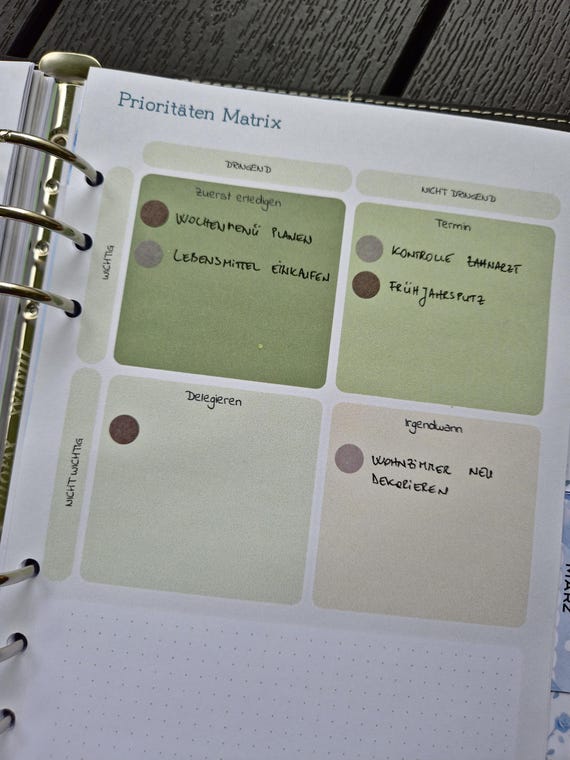 A5 Eisenhower Matrix Planner Inserts – Prioritized Task Management