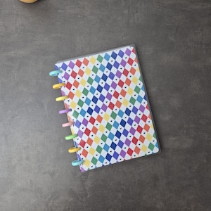 A5 Discbound Notizbuch mit Regenbogen Argyle | Herz Muster