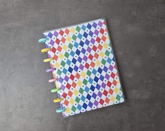 A5 Rainbow Argyle Discbound Notebook | Heart Pattern