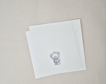 14x14 cm Minimalistische Valentinstags- oder Geburtstagskarte mit süßem Bären-Motiv – inklusive Umschlag