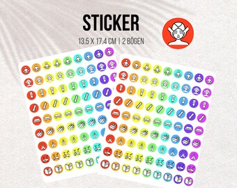 Selbstpflege Sticker Regenbogen Icons – Minimalistisches Design für Planer | Tracker & Wellness | Stickerbögen
