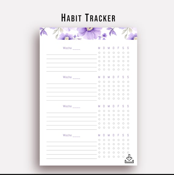 Habit Tracker | A5 | Personal | Personal Wide | Mini | PDF Datei