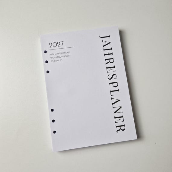 2027 gedruckte A5-Planereinlagen | Horizontale Ausgabe | Jahresplanereinlagen, Filofax-Einlagen-Nachfüllpackung deutsch