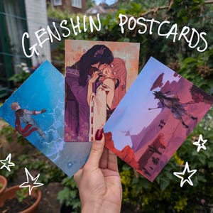 Impressões de arte de ilustração digital A6 Genshin Impact / cartão postal