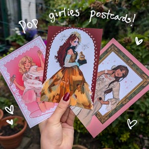 Musique A6 Artistes / Chanteurs Illustration numérique Impressions d'art / Carte postale : Chappell Roan, Sabrina Carpenter, PinkPantheress