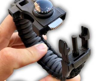Handmade Paracord Survival Bracelet – Thermometer Buckle for Outdoor & Survival Gear