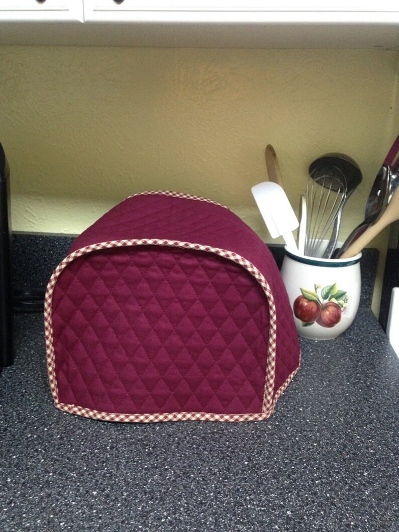 Burgundy 2 Slice Toaster Covers with Homespun Fabric Trim Etsy