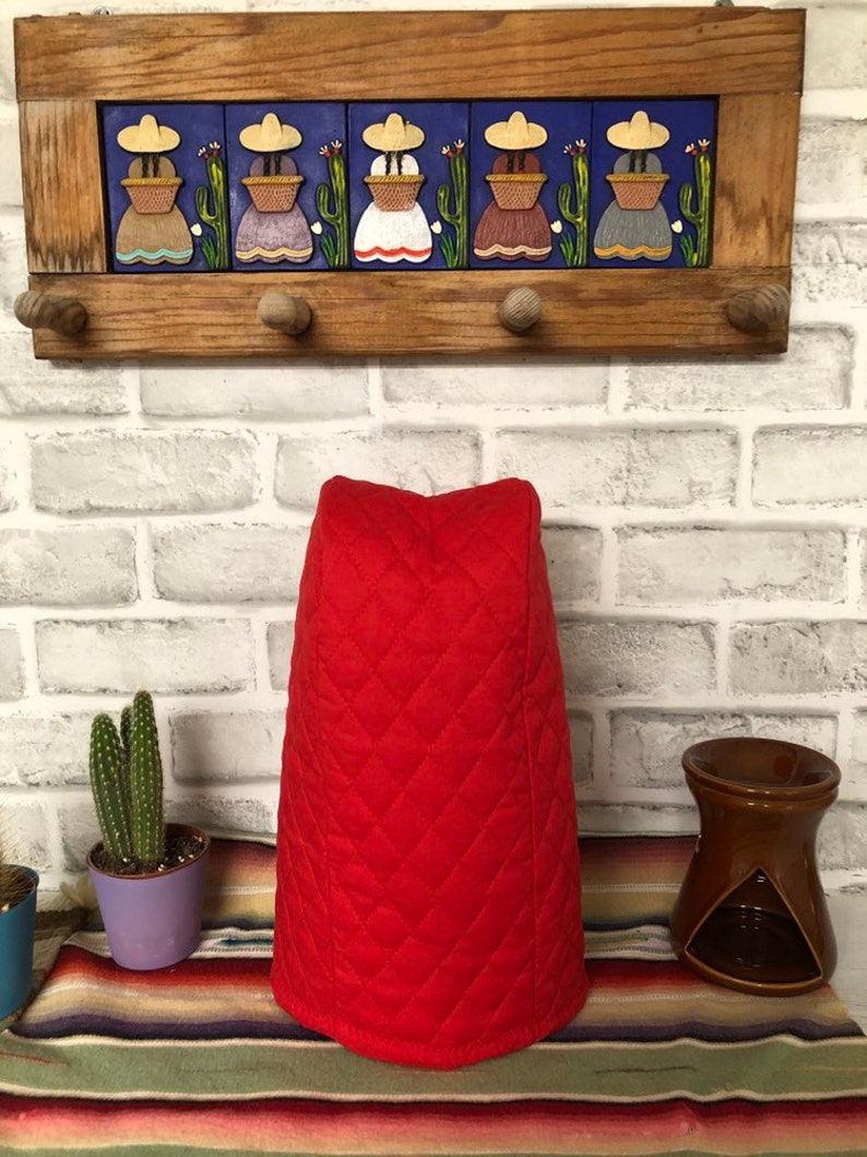 Red Can Opener or Coffee Grinder Covers Quilted Fabric Dust Etsy