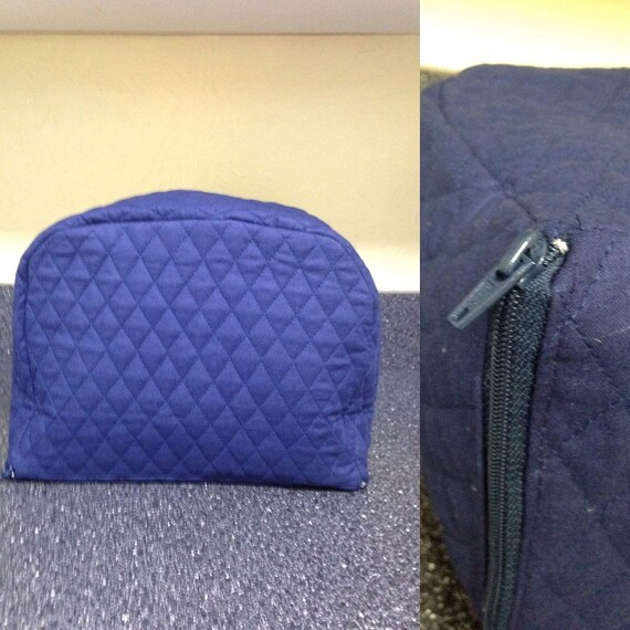 Navy Blue Zipper 2 Slice Toaster Cover Quilted Fabric Navy Blue Zipper 2 Slice Toaster Cover Quilted Fabric