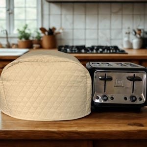 Khaki 4 Slice Toaster Dust Covers Quilted Fabric Appliance Cover