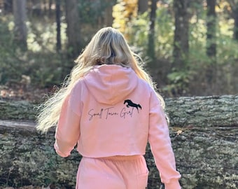 Equestrian pink Cropped Hoodie